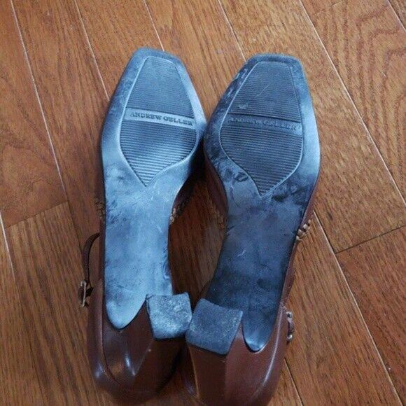 Andrew Geller Magic Heels Brown Ankle Strap Heels - Size 6 - Picture 8 of 8